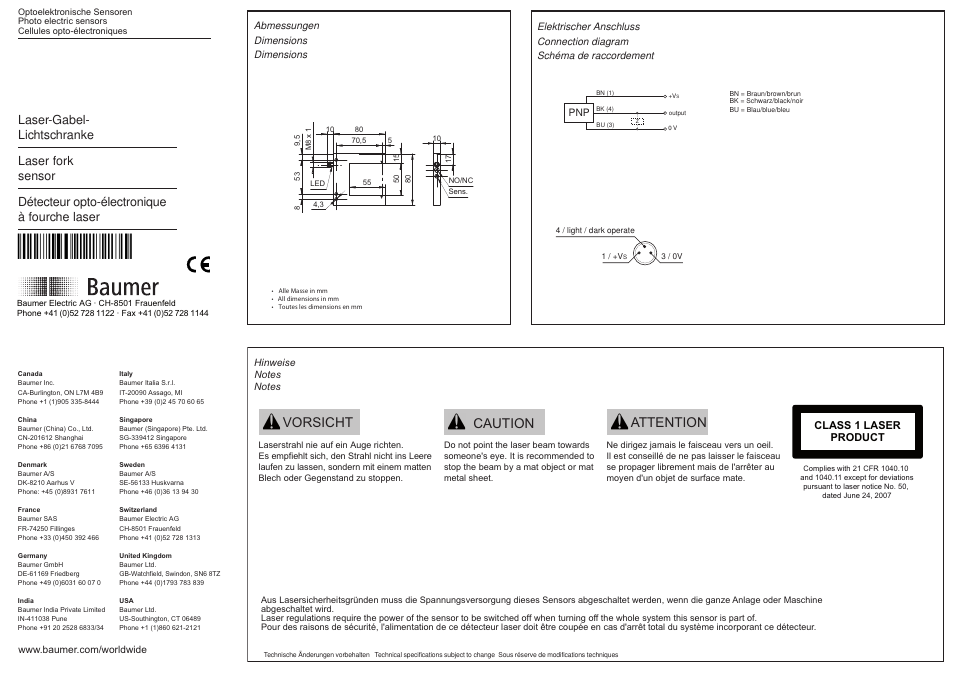 Baumer OGUM 050P8001/S35L User Manual | 2 pages