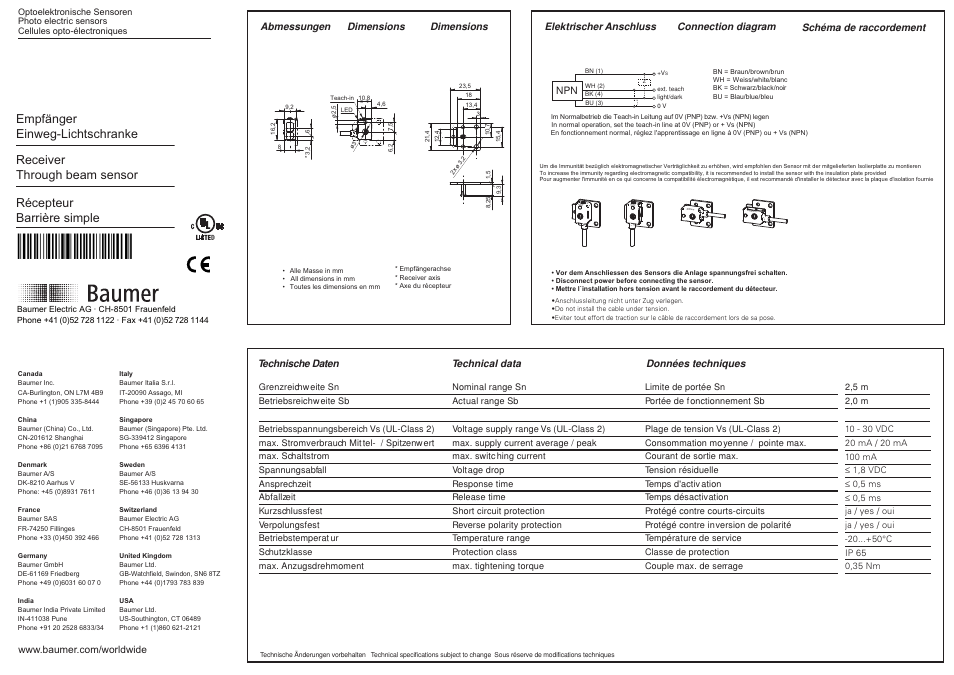 Baumer FECK 07N6901 User Manual | 2 pages