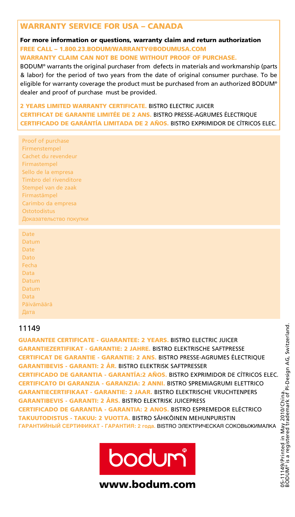 Bodum 11149 User Manual | 47 pages