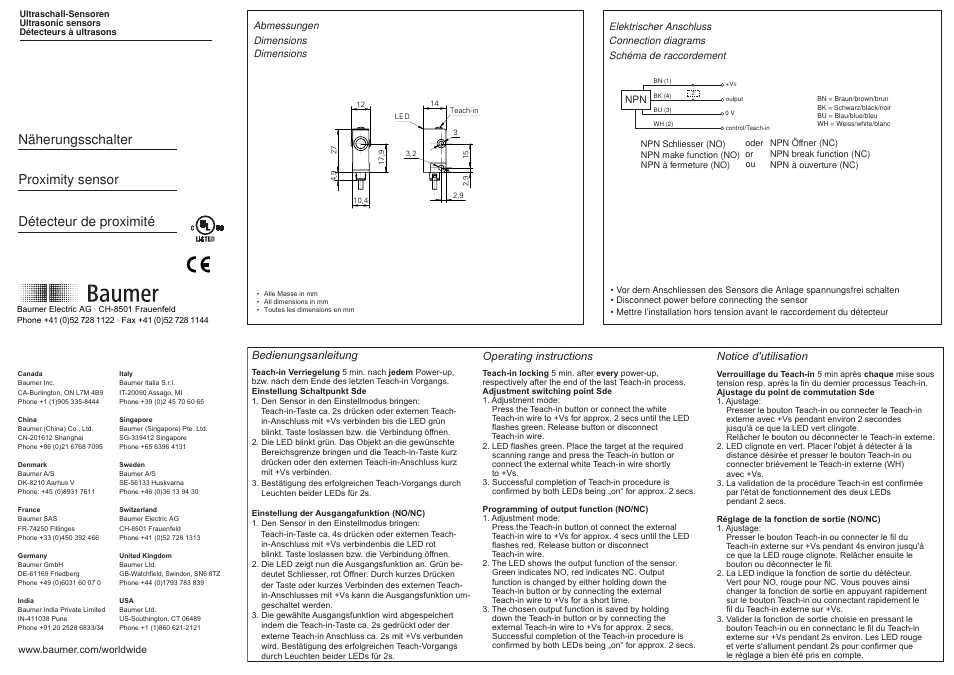 Baumer UNDK 10N8914 User Manual | 2 pages