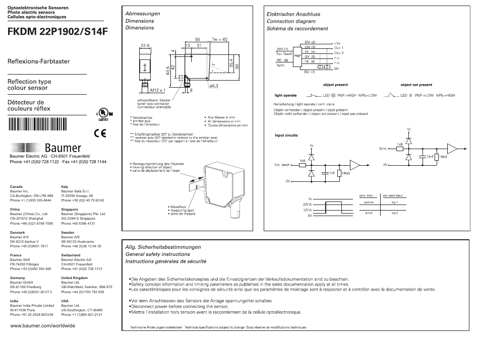 Baumer FKDM 22P1902/S14F User Manual | 4 pages