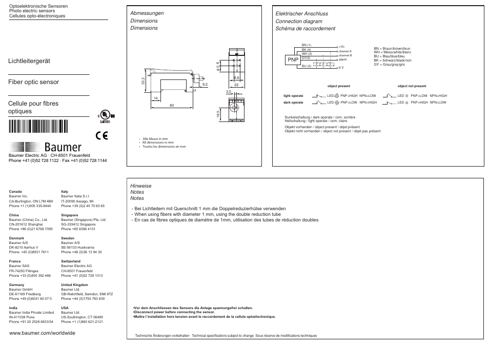 Baumer FVDK 22P6401 User Manual | 2 pages