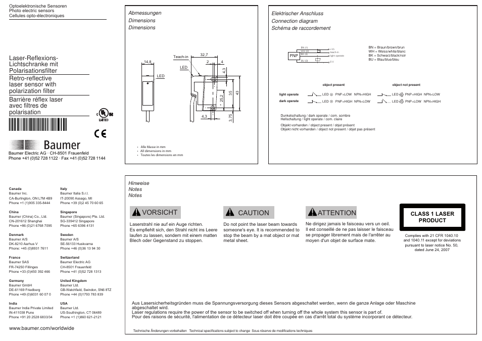 Baumer OPDK 14P1902 User Manual | 2 pages