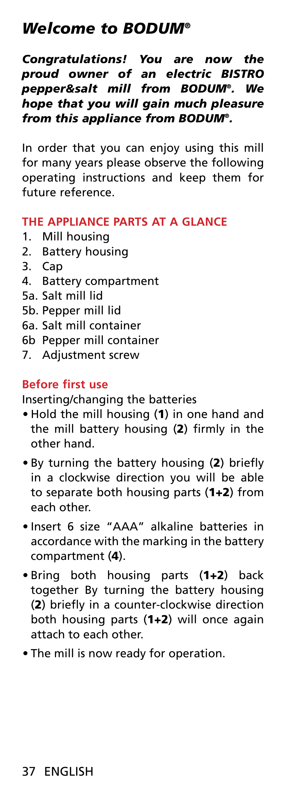 Welcome to bodum | Bodum BISTRO 11348 User Manual | Page 4 / 41