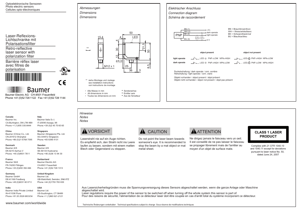 Baumer OPDM 16P5102/S14 User Manual | 2 pages