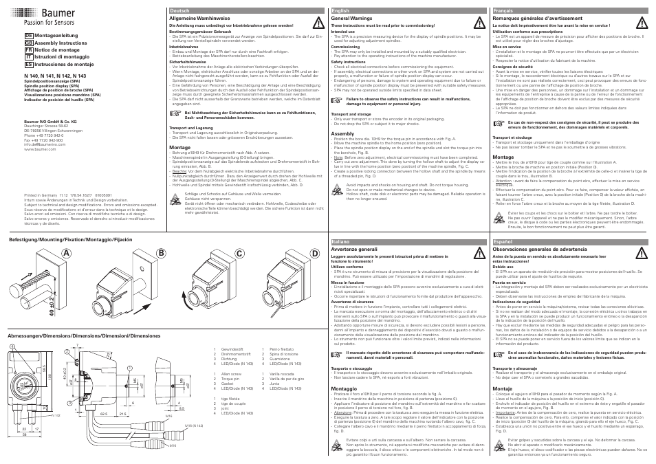 Baumer N 143 User Manual | 2 pages