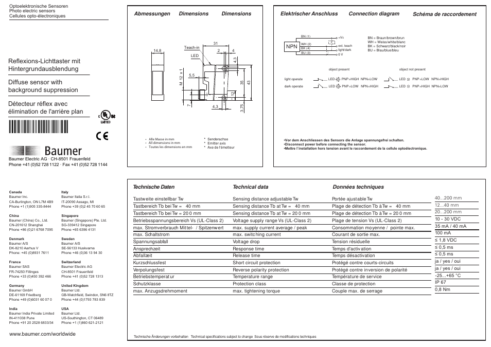 Baumer FHDK 14N6901/S14 User Manual | 2 pages