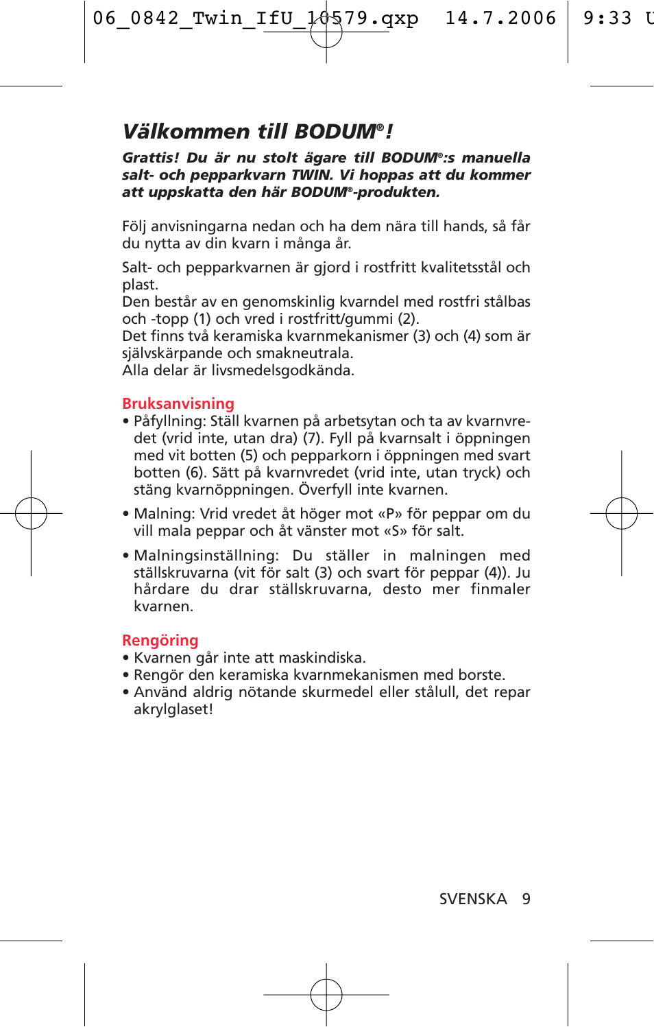 Välkommen till bodum | Bodum TWIN 10579 User Manual | Page 10 / 11