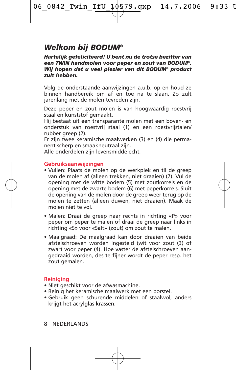Welkom bij bodum | Bodum TWIN 10579 User Manual | Page 9 / 11