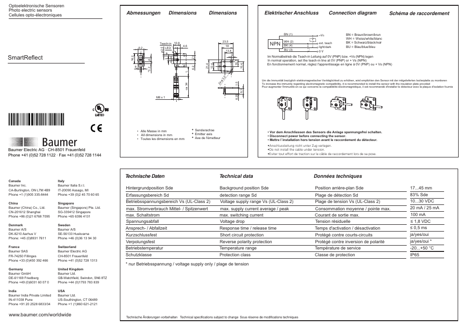 Baumer FNDK 07N6910/KS35A User Manual | 2 pages