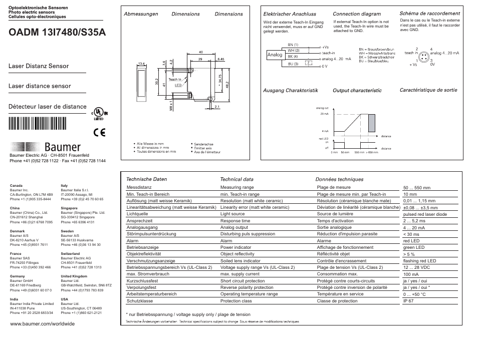 Baumer OADM 13I7480/S35A User Manual | 4 pages