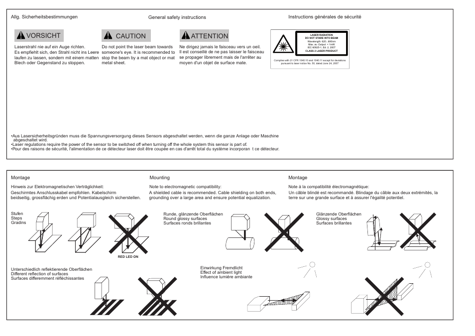 Vorsicht caution attention | Baumer OADM 13I7480/S35A User Manual | Page 2 / 4