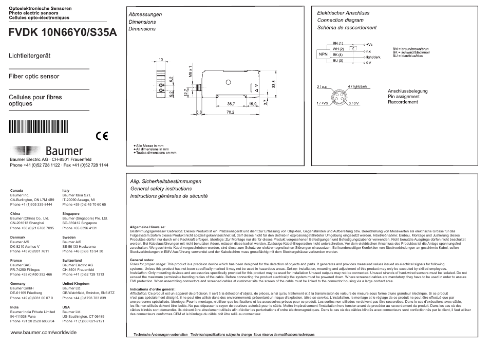 Baumer FVDK 10N66Y0/S35A User Manual | 8 pages