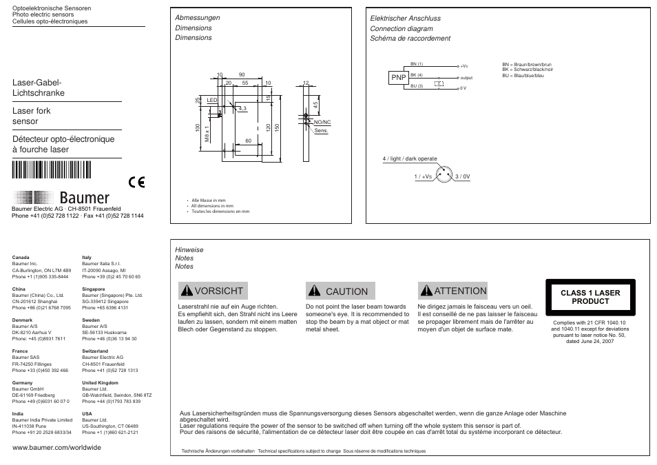 Baumer OGUM 120P8001/S35L User Manual | 2 pages