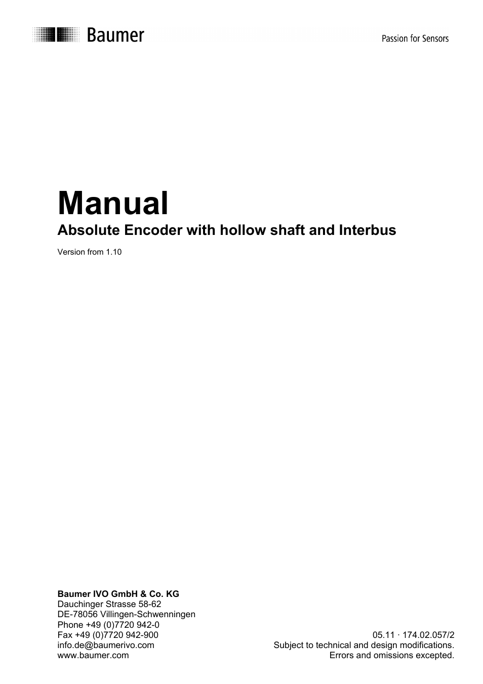 Baumer GXP6H User Manual | 13 pages