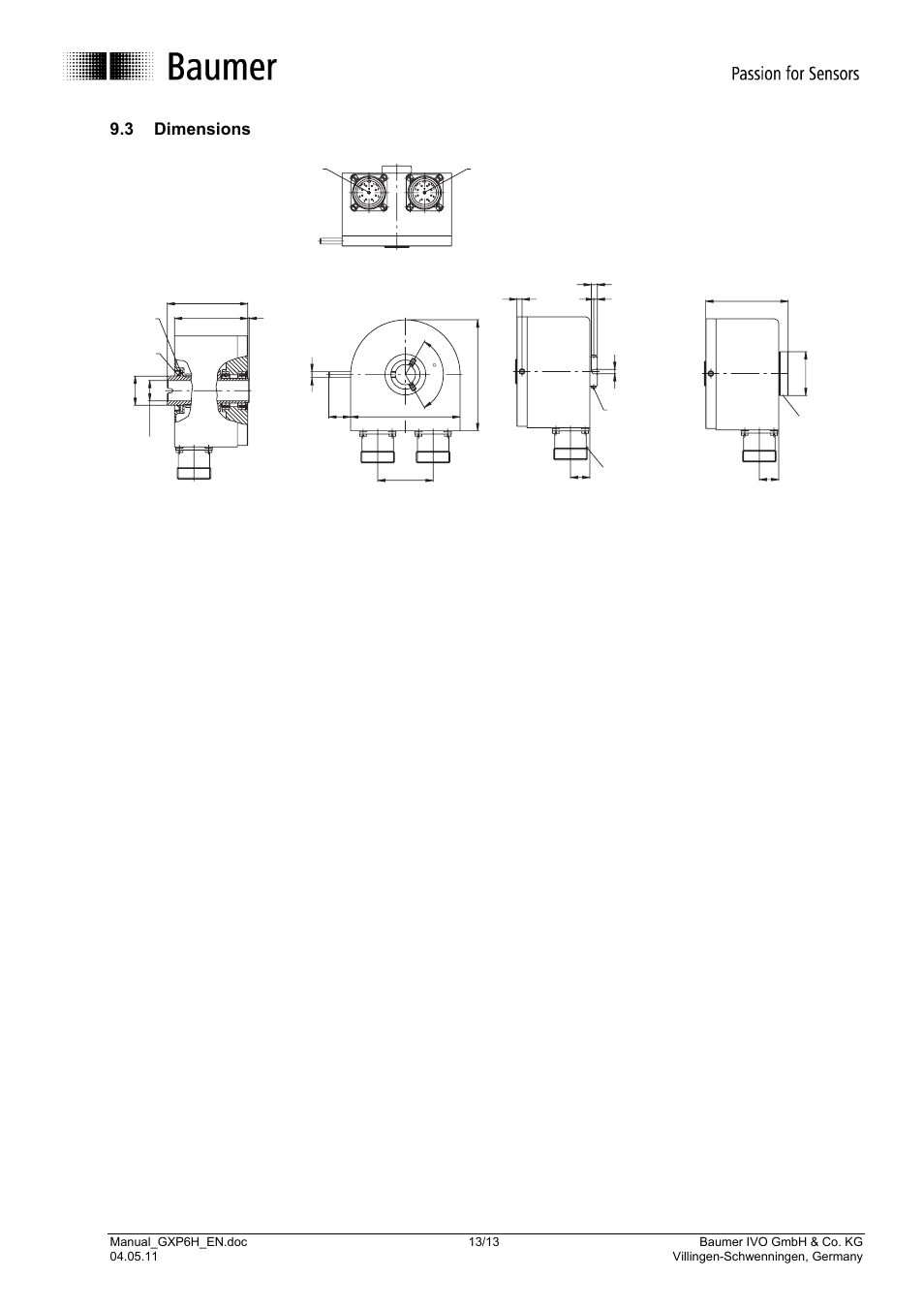 3 dimensions | Baumer GXP6H User Manual | Page 13 / 13