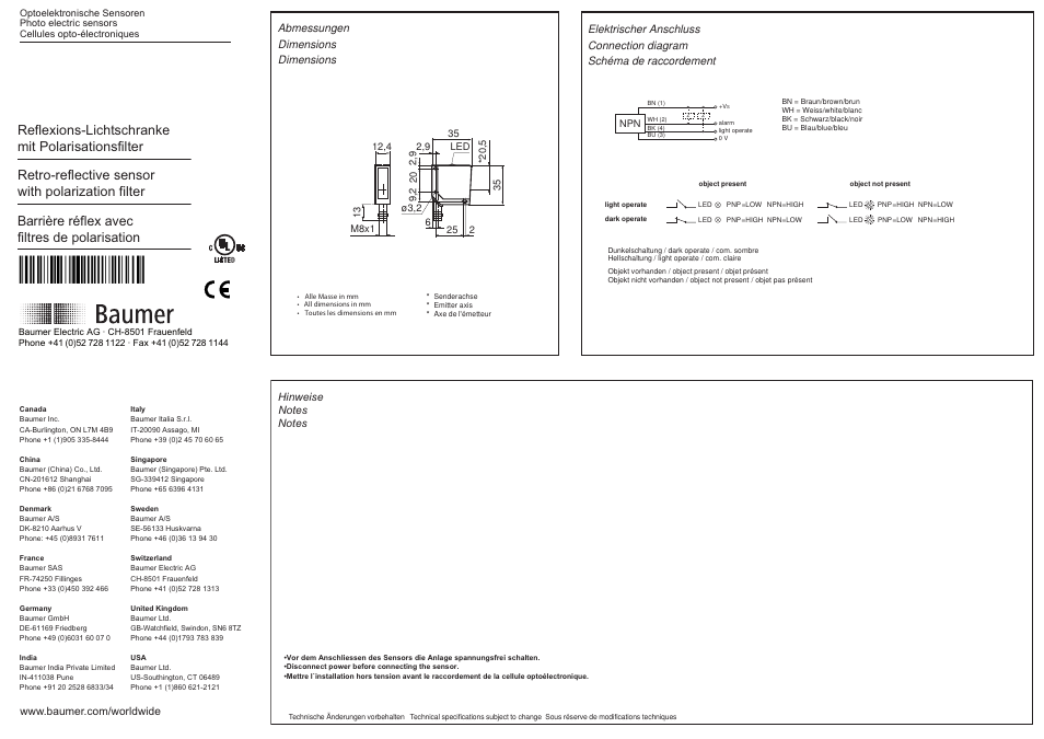 Baumer FPDM 12N3401/S35A User Manual | 2 pages