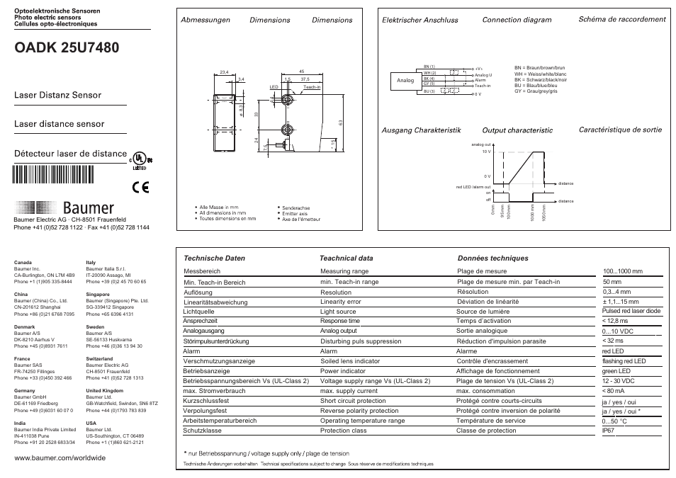 Baumer OADK 25U7480 User Manual | 5 pages