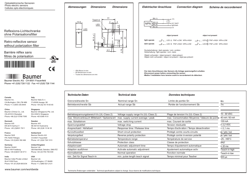 Baumer FRDK 14N6901/S35A User Manual | 2 pages