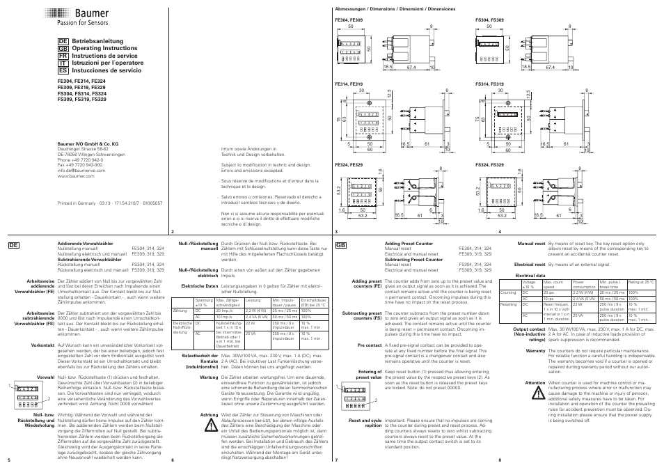 Baumer FE-FS324 User Manual | 2 pages