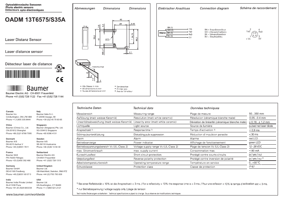 Baumer OADM 13T6575/S35A User Manual | 8 pages