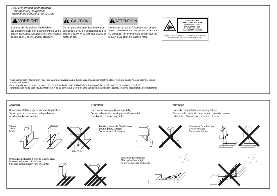 Vorsicht caution attention | Baumer OADM 20I2460/S14C User Manual | Page 2 / 4