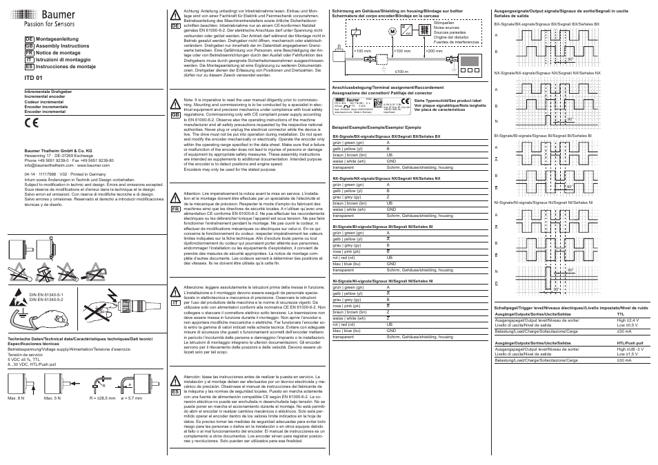 Baumer ITD 01 User Manual | 2 pages