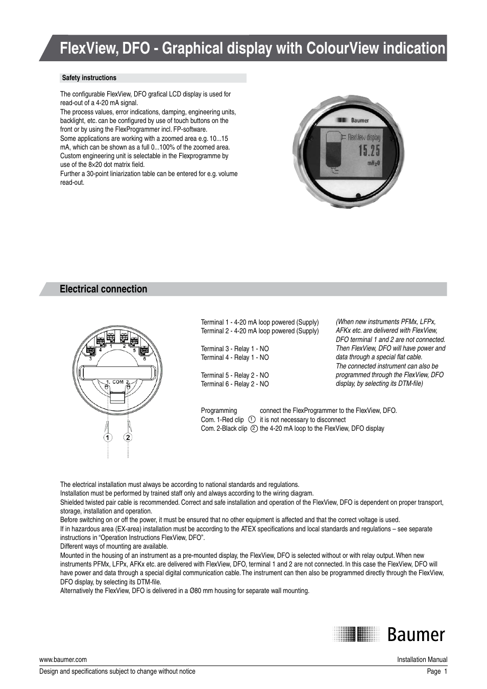 Baumer DFOx User Manual | 4 pages
