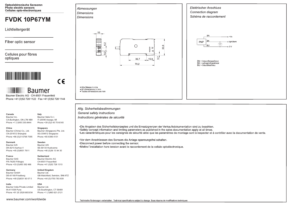 Baumer FVDK 10P67YM User Manual | 8 pages