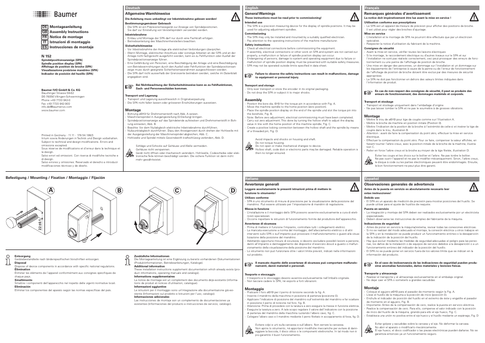 Baumer N 152 User Manual | 2 pages