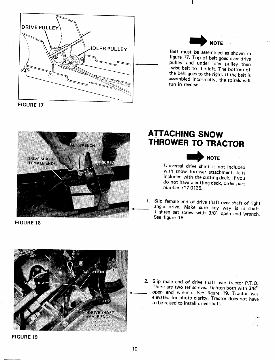 Attaching snow thrower to tractor | Bolens 19967-1 User Manual | Page 10 / 22