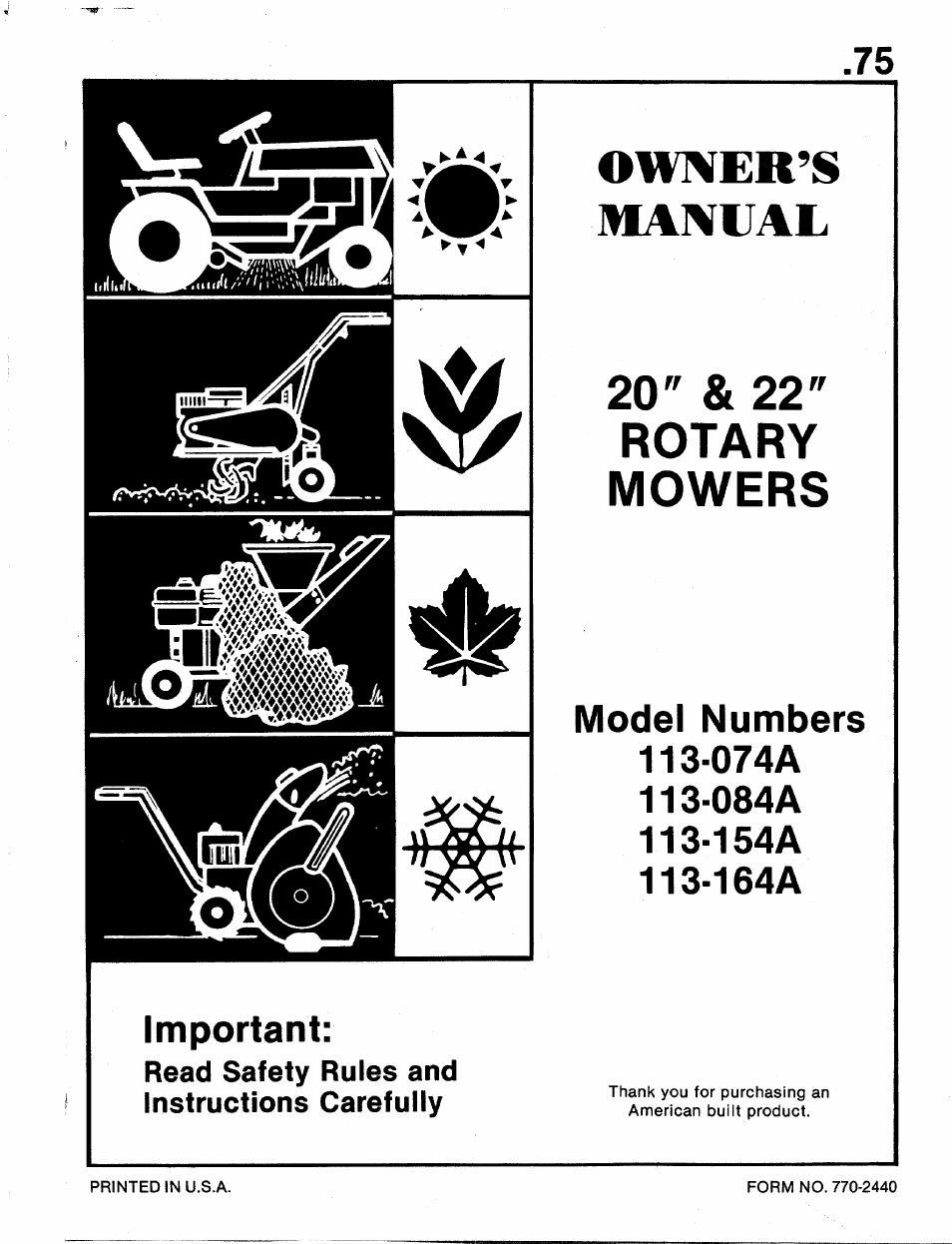Bolens 113-084A User Manual | 18 pages