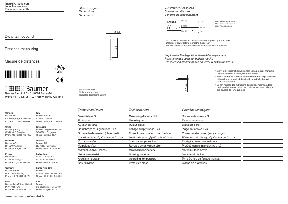 Baumer IWRM 06U9501 User Manual | 2 pages