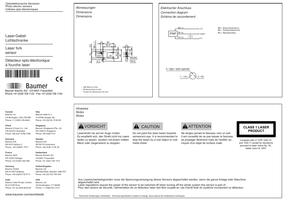 Baumer OGUM 030P8001/S35L User Manual | 2 pages