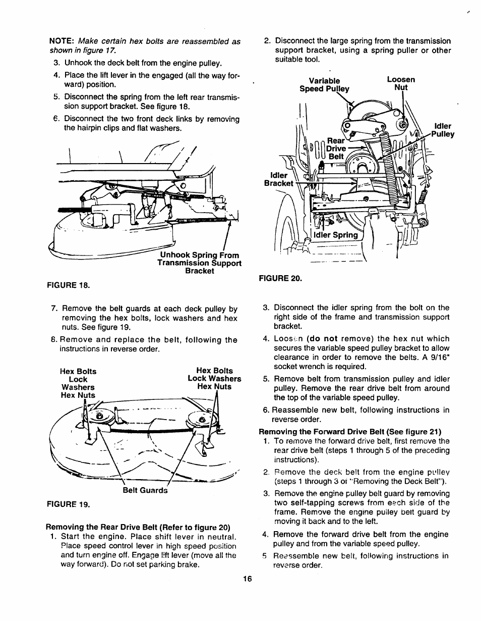 Make certain hex bolts are reassem bled, Shown in figure 17 | Bolens TMO-3394704 User Manual | Page 16 / 36