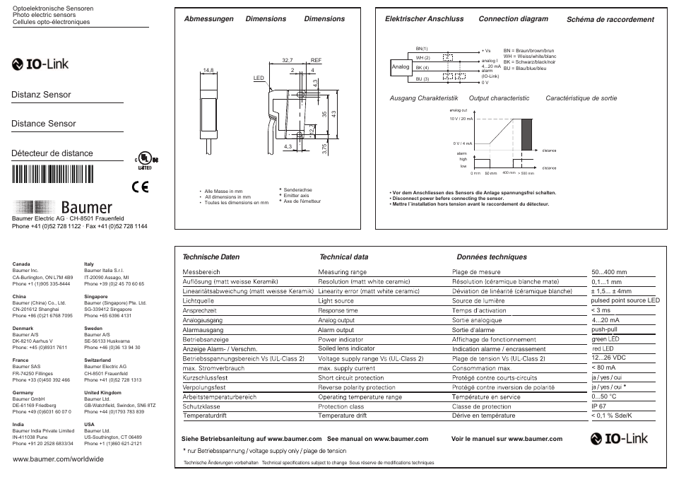 Baumer FADK 14I4470/IO User Manual | 2 pages