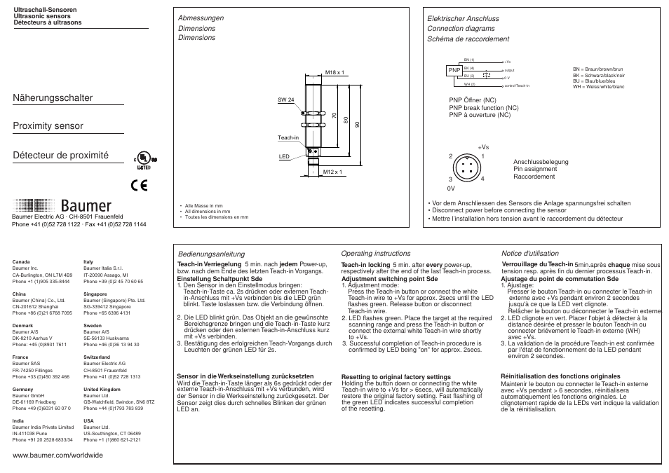 Baumer UNAM 18P7903/S14 User Manual | 2 pages