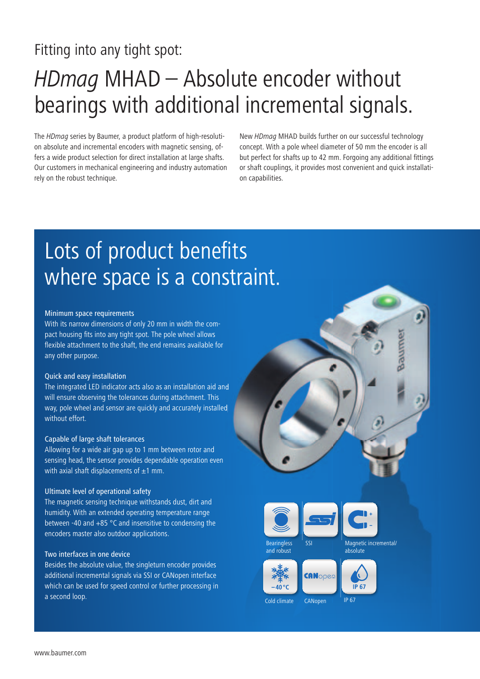 Fitting into any tight spot | Baumer MHAD User Manual | Page 2 / 4