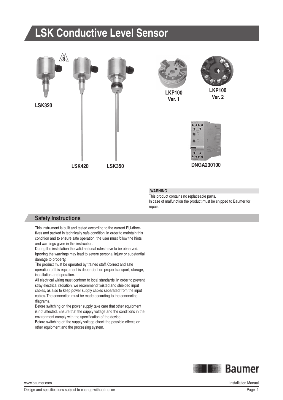 Baumer LSKx5x User Manual | 4 pages