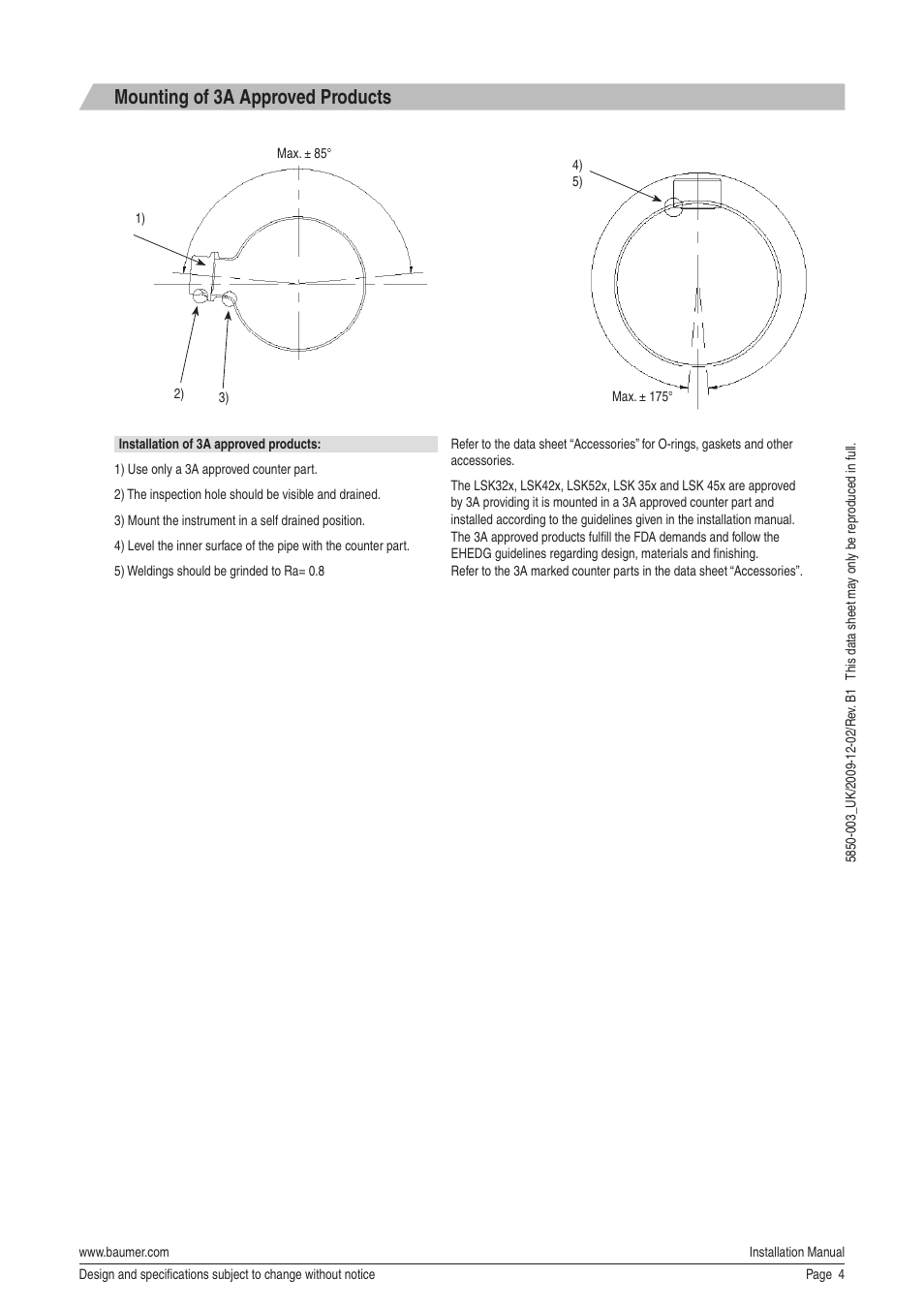 Mounting of 3a approved products | Baumer LSKx5x User Manual | Page 4 / 4