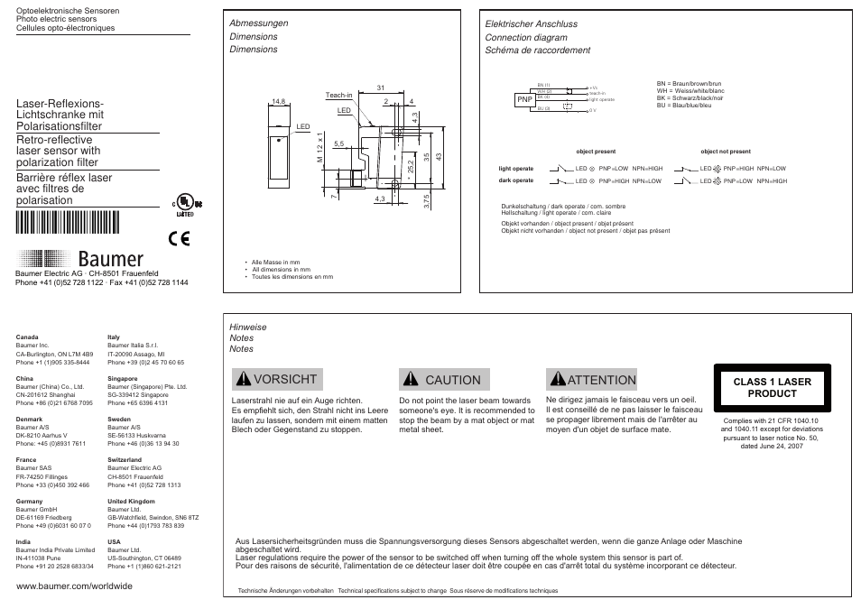Baumer OPDK 14P1903/S14 User Manual | 2 pages