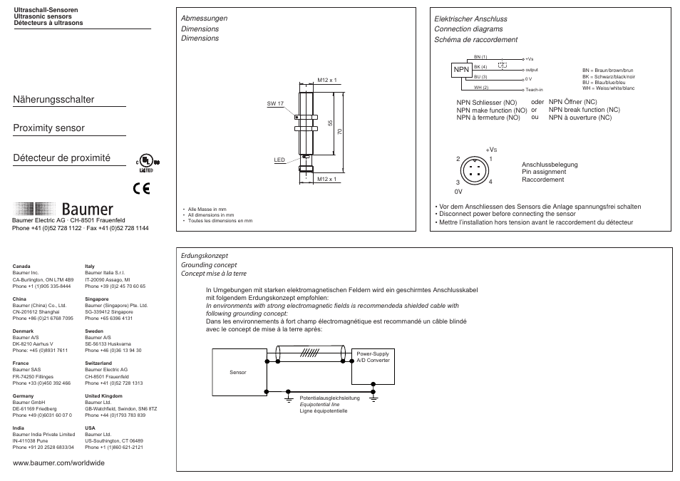 Baumer UNAM 12N8910/S14O User Manual | 3 pages