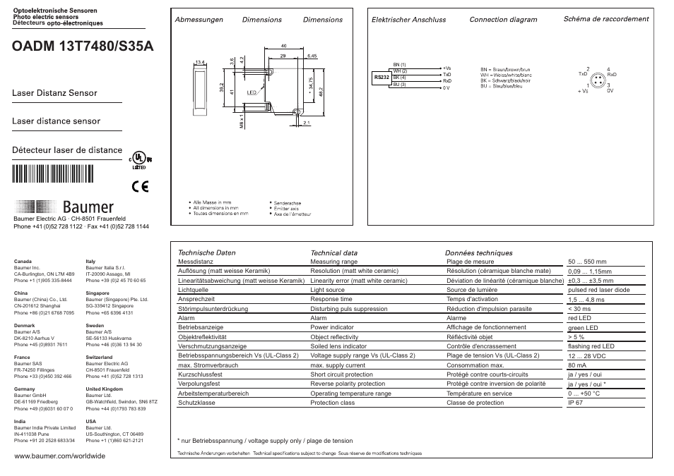 Baumer OADM 13T7480/S35A User Manual | 8 pages