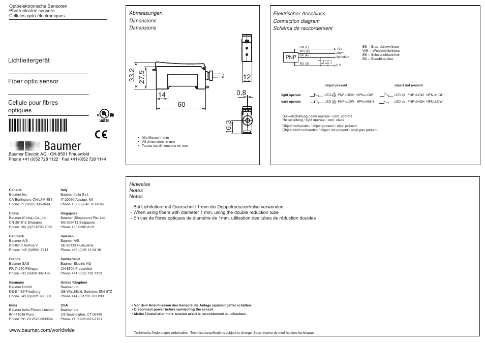 Baumer FVDK 12P6401 User Manual | 2 pages