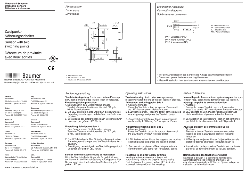 Baumer UZDK 30P6103 User Manual | 2 pages