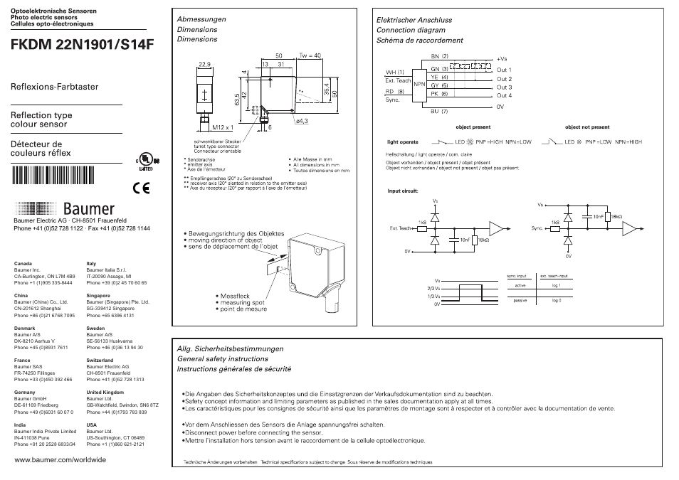 Baumer FKDM 22N1901/S14F User Manual | 4 pages