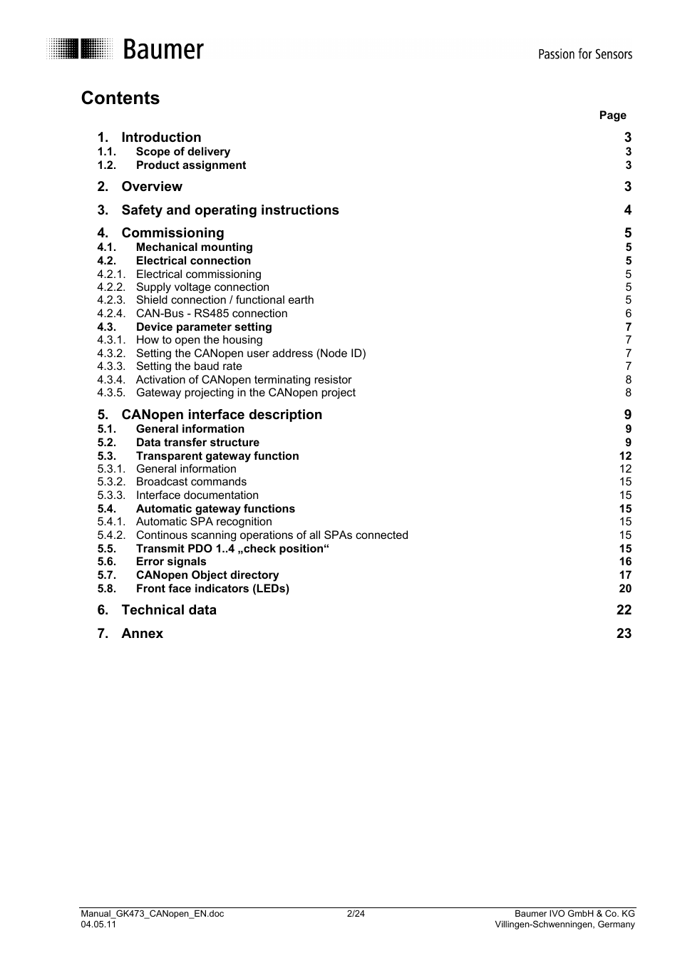 Baumer GK473 User Manual | Page 2 / 24