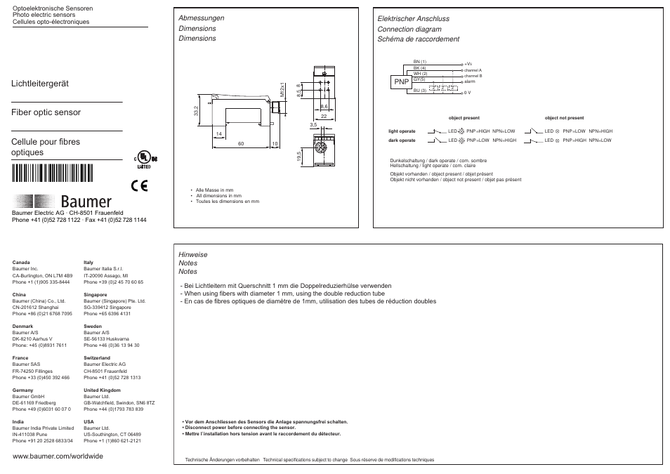 Baumer FVDK 22P6401/S14C User Manual | 2 pages