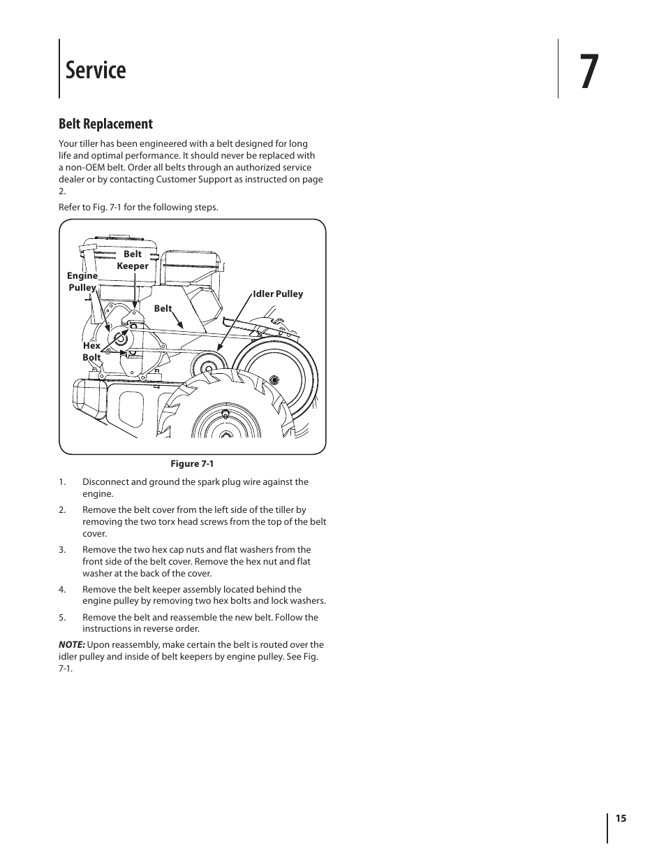 Service, Belt replacement | MTD 410 Series User Manual | Page 15 / 20