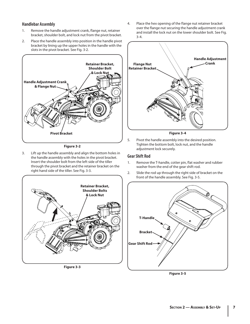 Handlebar assembly, Gear shift rod | MTD 410 Series User Manual | Page 7 / 20